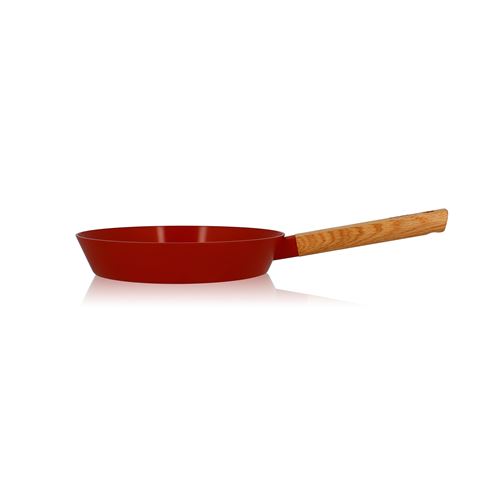 POELE ECTOR 24 CM EN ALUMINIUM REVETEMENT CERAMIQUE PAPRIKA AVEC MANCHE EN BOIS