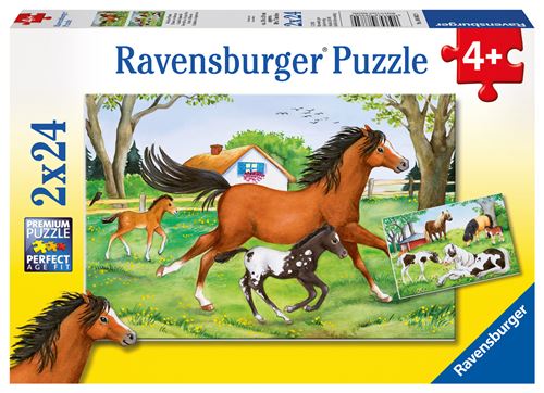 Puzzles 2 x 24 pièces Ravensburger Monde de chevaux
