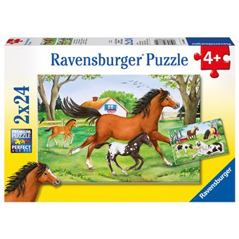Puzzles 2 x 24 pièces Ravensburger Monde de chevaux