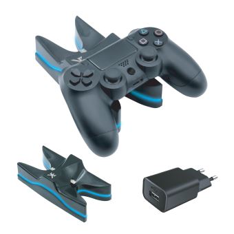 Double chargeur USB 4Gamers Bleu pour Manettes PS4 - Accessoire pour manette  - Achat & prix
