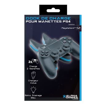 Dock de charge Alpha Omega Players Noir pour 2 manettes PS4