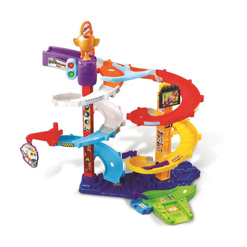 VTech - Tut Tut Bolides, Méga Circuit Spirales 2 en 1 avec Voiture Titouan Fou du Volant, Circuit Voitures Enfant, 5 Zones Magiques, Cadeau Garçon et Fille de 1 An à 5