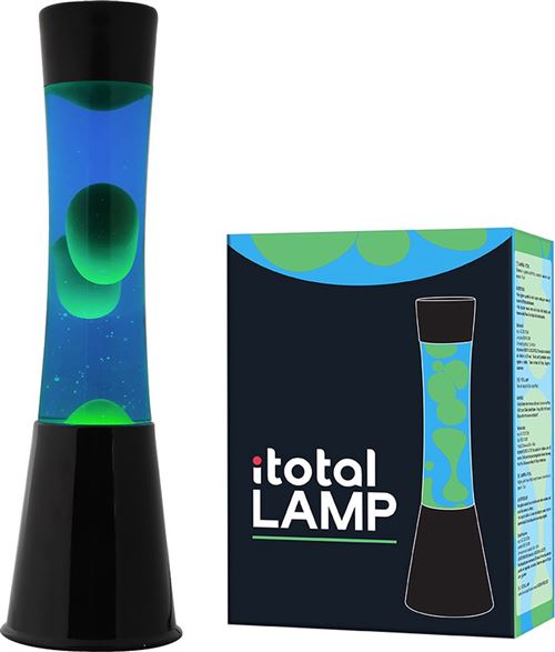 Lampe à poser Itotal Lave Base Noire Liquide Bleu Cire Verte 30 W 40 cm