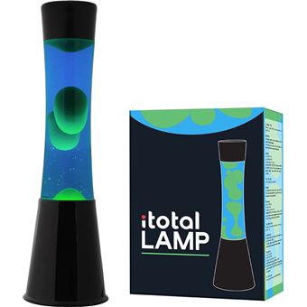 Lampe à poser Itotal Lave Base Noire Liquide Bleu Cire Verte 30 W 40 cm