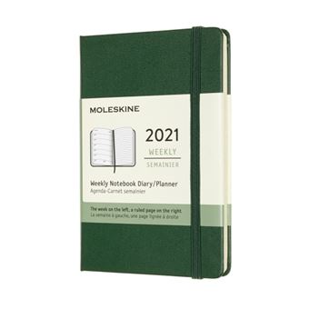 Agenda-carnet 2021 semainier Moleskine Rigide petit format Vert