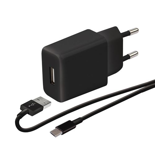 Chargeur secteur Wefix CVOY+CBL MUSB 1M BK + Câble Micro USB - vue 1