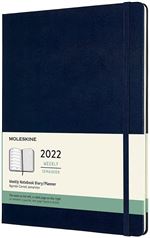 Agenda semainier Moleskine Très grand format Couverture rigide 2022 Bleu saphir