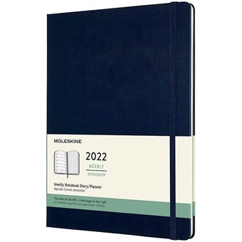 Agenda semainier Moleskine Très grand format Couverture rigide 2022 Bleu saphir