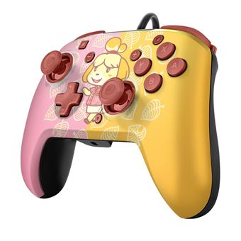 Manette filaire Pdp Faceoff Deluxe+ Audio Animal Crossing Isabelle pour Nintendo Switch Rose et jaune