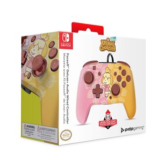 Manette filaire Pdp Faceoff Deluxe+ Audio Animal Crossing Isabelle pour Nintendo Switch Rose et jaune