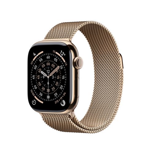 Apple Watch Series 11 GPS + Cellular 42mm Boitier en Titane Or avec Bracelet Milanais Or - Apple