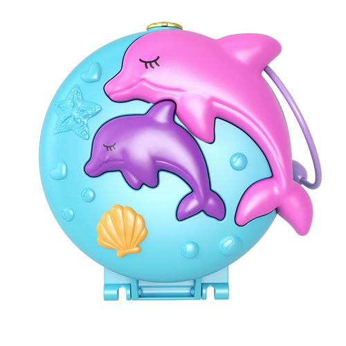 Polly Pocket Coffret Surprise Aventures à la Plage avec 2 Mini-Figurines et Accessoires, Autocollants et 5 Surprises cachées, Jouet Enfant, édition