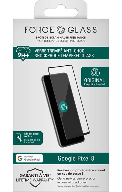 Protection d'écran Forceglass 2.5D Original pour Google Pixel 8 Transparent