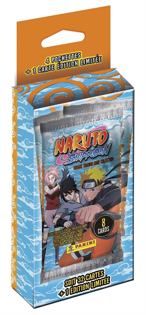 Blister 4 pochettes avec carte édition limitée Panini Naruto Shippuden -  Carte à collectionner
