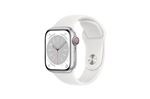 Apple Watch Series 8 GPS+Cellular, boîtier Aluminium Argent 41mm avec Bracelet Sport Blanc