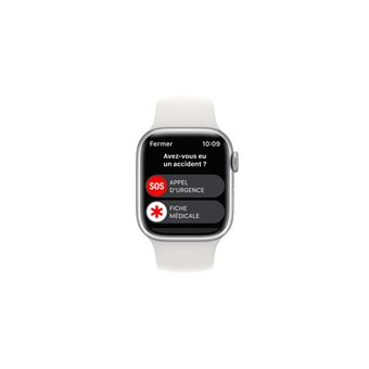 Apple Watch Series 8 GPS+Cellular, boîtier Aluminium Argent 41mm avec Bracelet Sport Blanc