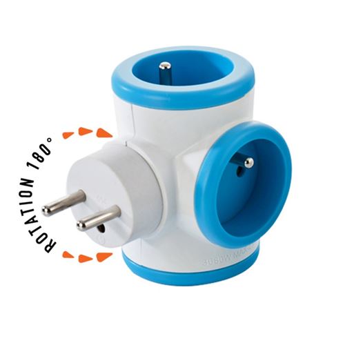 Triplite rotative Watt&Co 3 x 16 A Blanc et Bleu