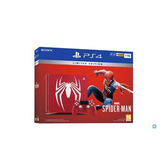 Console Sony PS 4 Slim 1 To Rouge + Manette DualShock Edition Spéciale Marvel’s Spider-man