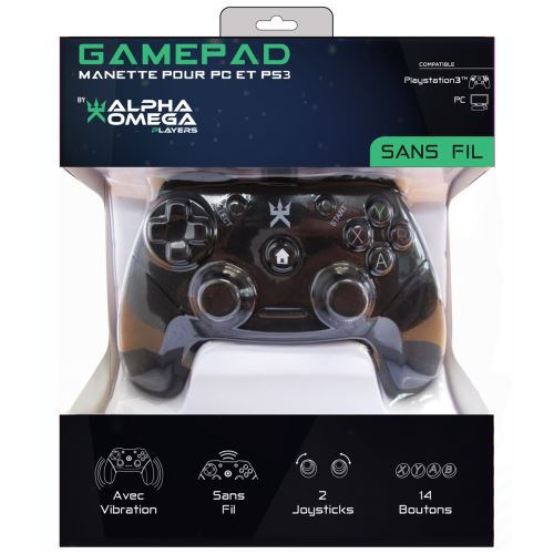 Manette sans fil Alpha Omega Players pour PC et PS3 Noir