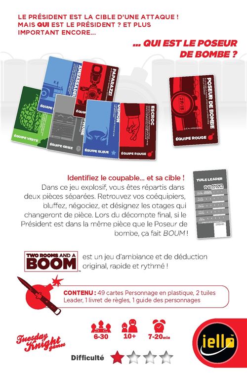 Jeu d'ambiance Iello Two Rooms and a Boom Rouge - Jeux d'ambiance - Achat &  prix