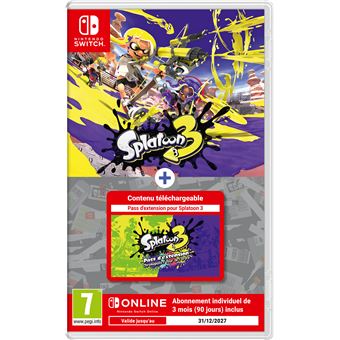 Splatoon 3 + Pass d'extension Code de téléchargement + 1 Abonnement individuel de 3 mois au service de Nintendo Switch Online