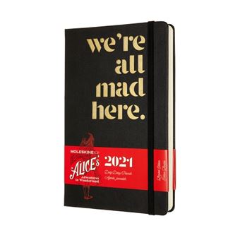 Agenda 2021 journalier Moleskine Rigide grand format Alice au pays des merveilles Fou