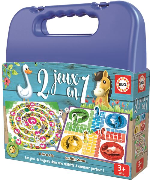 Educa Multicolore Mallette 2 Jeux Chevaux Oie