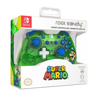 Manette filaire Pdp Rock Candy Luigi Lime pour Nintendo Switch Vert et bleu