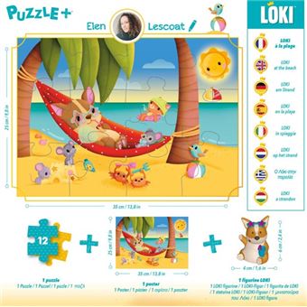 Puzzle+ 12 pièces Loki à la Plage