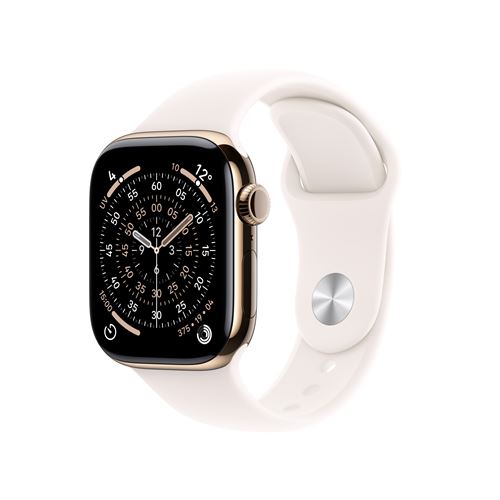 Apple Watch Series 11 GPS + Cellular 42mm Boitier en Titane Or avec Bracelet Sport Rose Tendre M/L