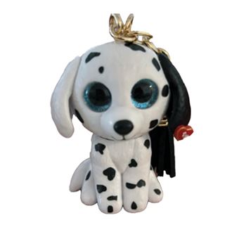 Porte-clés en peluche Ty Mini Boos Clip Fetch Le Chien Blanc et Noir