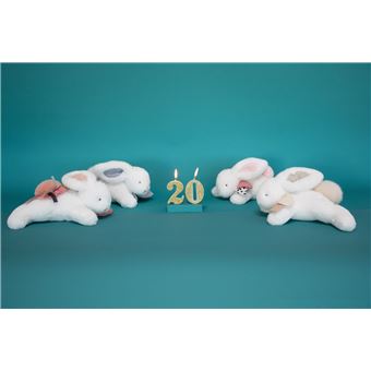 Pantin pompon Doudou et Compagnie Happy Glossy Blanc 25 cm