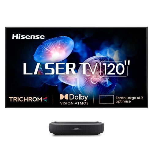 Pack Vidéoprojecteur Hisense Laser TV 120L9HA 4K Noir + console ultra courte focale + écran ALR Fresnel 120