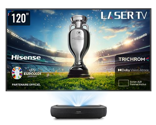 Pack Vidéoprojecteur Hisense Laser TV 120L9HA 4K Noir + console ultra courte focale + écran ALR Fresnel 120