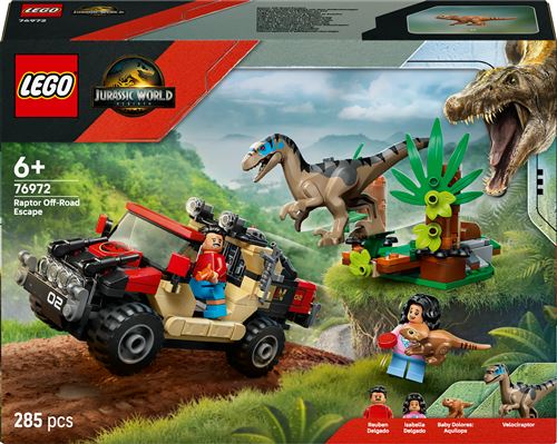 LEGO® Jurassic World 76972 Le vélociraptor et l’évasion en 4x4