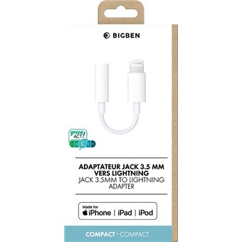 Adaptateur Lightning vers prise de casque pour Apple iPad/iPhone/iPod  BigBen Connected ADAJACKMFIW Blanc - Câble téléphone portable