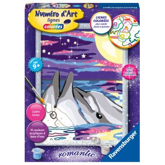 Jeu créatif Ravensburger Numéro d'Art Moyen Dauphins au clair de lune