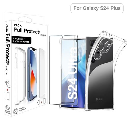 Pack protection complète écran en verre trempé Moxie + coque pour Samsung Galaxy S24 Plus Transparent