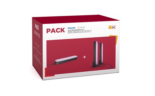 Pack Ré-Équipement Play Design Compact Fnac Darty 2024 Barre Lumineuse Philips Hue Play X1 + Barre Lumineuse Philips Hue Play X2 Noir