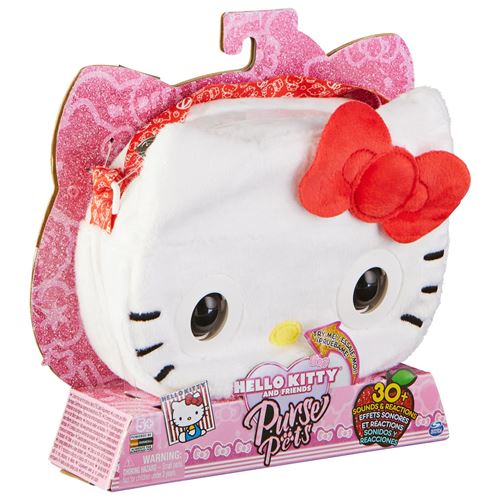 Purse Pets SANRIO - HELLO KITTY - COMPAGNON INTERACTIF FORMAT SAC A MAIN - Hello Kitty Animal Interactif Tout Doux Blanc Et Rouge Qui Cligne Des Yeux - Sons et Modes De Jeu - Jouet Enfant 5 Ans et +