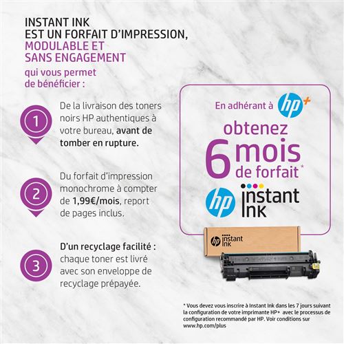 HP LaserJet Imprimante HP M110we, Noir et blanc, Imprimante pour Petit  bureau, Imprimer, Sans fil ; HP+ ; Compatibilité HP Instant Ink