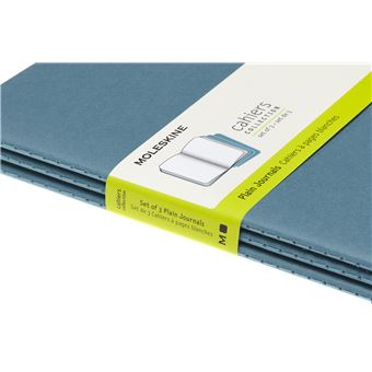 Set de 3 cahiers grand format Moleskine à pages blanches Bleu