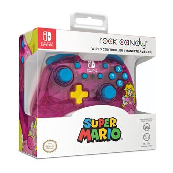 Manette filaire Pdp Rock Candy Bubblegum Peach pour Nintendo Switch Rose et blue