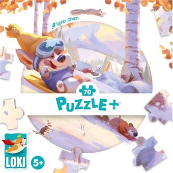 Puzzle+ 70 pièces Loki fait de la luge