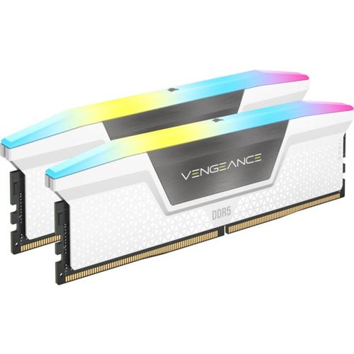 Barrette mémoire RAM Corsair 32 Go (kit de 2 x 16 Go) DDR5 6000 MT/s CL36 blanc