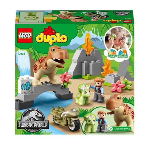 Lego 10939 duplo l'évasion du t. Rex et du tricératops jouet pour enfants 2  ans et plus avec moto - La Poste