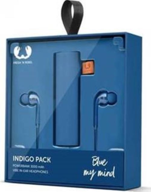 Fresh 'n Rebel Gift Pack I Powerbank 3000mAh + Oortelefoons Vibe Indigo