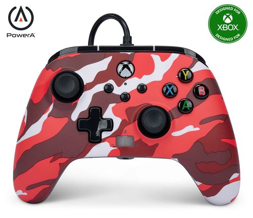 Manette filaire améliorée pour Xbox Series X/S PowerA Camouflage rouge