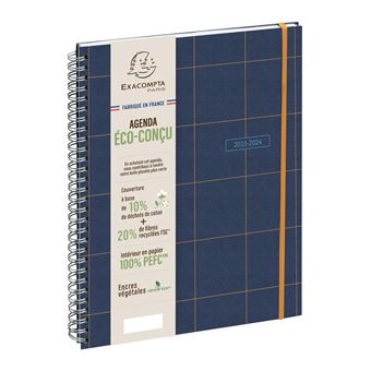 Agenda scolaire semainier Exacompta 2023 2024 29W Casual Bleu Foncé