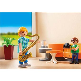 Table D'appoint Playmobil Maison Moderne – Bleu Et Jaune – Modèle 5167 – Occasion